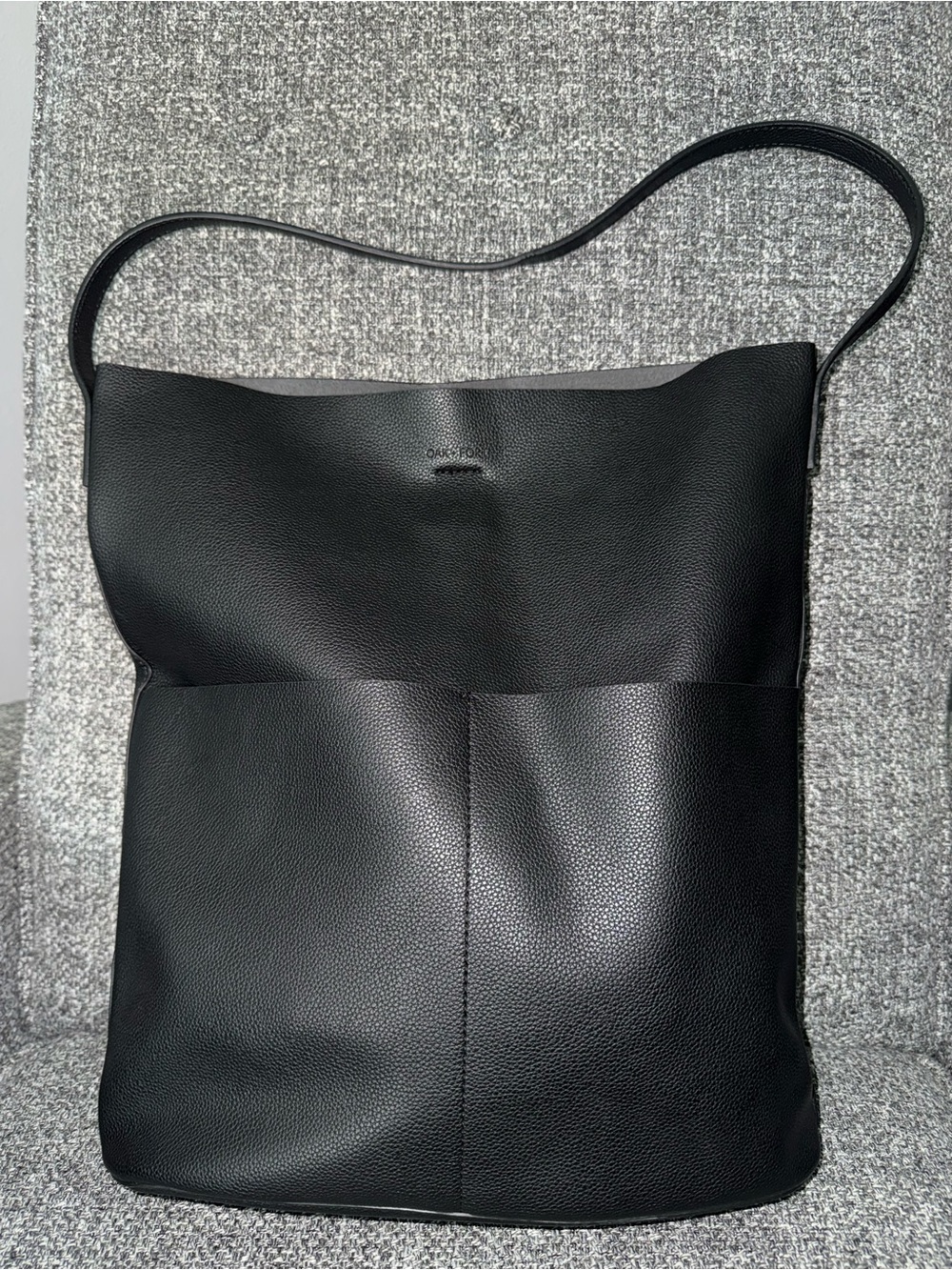 OAK + FORT Black Pebbled Leather Tote